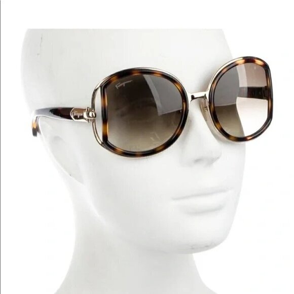 NIB Salvatore Ferragamo Oversize Tortoise Brown Side Cut Out 52mm Sunglasses - Picture 2 of 16